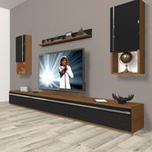 Decoraktiv Eko 270TA Mdf Ceviz Siyah Tv Ünitesi