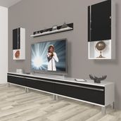 Decoraktiv Eko 270TA Mdf Krom Ayaklı Beyaz Siyah Tv Ünitesi
