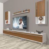 Decoraktiv Eko 270TA Mdf Krom Ayaklı Ceviz Beyaz Tv Ünitesi
