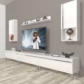 Decoraktiv Eko 270TA Mdf Krom Ayaklı Parlak Beyaz Tv Ünitesi