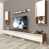 Decoraktiv Eko 270TA Mdf Retro Beyaz Ceviz Tv Ünitesi