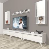 Decoraktiv Eko 270TA Mdf Retro Parlak Beyaz Tv Ünitesi