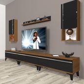 Decoraktiv Eko 270TA Mdf Silver Ceviz Siyah Tv Ünitesi