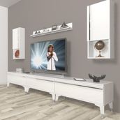 Decoraktiv Eko 270TA Mdf Silver Parlak Beyaz Tv Ünitesi