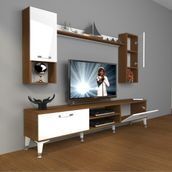Decoraktiv Eko 360R Mdf Retro Beyaz Ceviz Tv Ünitesi