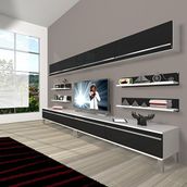 Decoraktiv Eko 360Y Mdf Krom Ayaklı Beyaz Siyah Tv Ünitesi