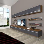 Decoraktiv Eko 360Y Mdf Krom Ayaklı Ceviz Antrasit Tv Ünitesi