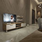 Decoraktiv EKO 4 Mdf Dvd Beyaz Pera Krom Ayaklı Tv Ünitesi