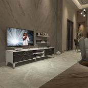 Decoraktiv EKO 4 Mdf Dvd Beyaz Siyah Mermer Gold Tv Ünitesi