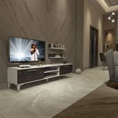 Decoraktiv EKO 4 Mdf Dvd Beyaz Siyah Mermer Silver Tv Ünitesi