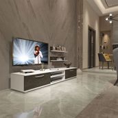 Decoraktiv EKO 4 Mdf Dvd Beyaz Siyah Mermer Tv Ünitesi
