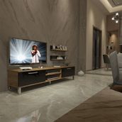 Decoraktiv EKO 4 Mdf Dvd Pera Siyah Krom Ayaklı Tv Ünitesi