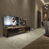 Decoraktiv EKO 4 Mdf Dvd Pera Siyah Silver Tv Ünitesi