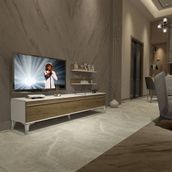 Decoraktiv EKO 4 Mdf Std Beyaz Pera Silver Tv Ünitesi