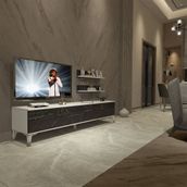 Decoraktiv EKO 4 Mdf Std Beyaz Siyah Mermer Gold Tv Ünitesi