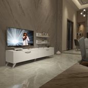 Decoraktiv Eko 4 Slm Std Retro Parlak Beyaz Tv Sehpa Ünitesi