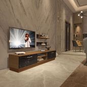 Decoraktiv EKO 4B Mdf Dvd Ceviz Siyah Mermer Tv Ünitesi