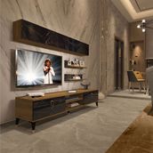 Decoraktiv EKO 5 Mdf Dvd Pera Siyah Mermer Gold Tv Ünitesi