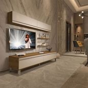Decoraktiv EKO 5 Mdf Std Beyaz Pera Krom Ayaklı Tv Ünitesi