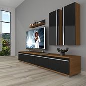Decoraktiv Eko 5200T Mdf Rustik 200x40x40 cm Ceviz Siyah Tv Ünitesi