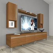 Decoraktiv Eko 5200TA Mdf Krom Ayaklı 200x40x48 cm Naturel Ceviz Tv Ünitesi