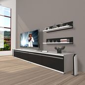 Decoraktiv Eko 5200TA Mdf Tv Ünitesi 200x40x40 cm Beyaz Siyah Tv Ünitesi