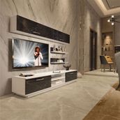 Decoraktiv EKO 5B Mdf Dvd Beyaz Siyah Mermer Tv Ünitesi
