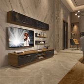 Decoraktiv EKO 5B Mdf Dvd Pera Siyah Mermer Tv Ünitesi