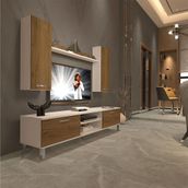 Decoraktiv EKO 5D Mdf Dvd Beyaz Pera Krom Ayaklı Tv Ünitesi