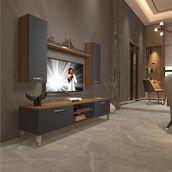 Decoraktiv EKO 5D Mdf Dvd Pera Antrasit Krom Ayaklı Tv Ünitesi