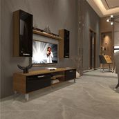 Decoraktiv EKO 5D Mdf Dvd Pera Siyah Krom Ayaklı Tv Ünitesi