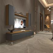 Decoraktiv EKO 5D Mdf Std Pera Antrasit Krom Ayaklı Tv Ünitesi
