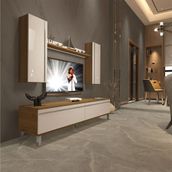 Decoraktiv EKO 5D Mdf Std Pera Beyaz Krom Ayaklı Tv Ünitesi