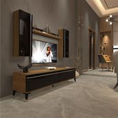 Decoraktiv EKO 5D Mdf Std Pera Siyah Silver Tv Ünitesi