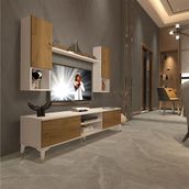 Decoraktiv EKO 5DA Mdf Dvd Pera Beyaz Gold Tv Ünitesi
