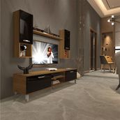 Decoraktiv EKO 5DA Mdf Dvd Pera Siyah Krom Ayaklı Tv Ünitesi