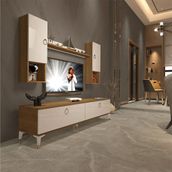Decoraktiv EKO 5DA Mdf Std Beyaz Pera Gold Tv Ünitesi