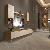 Decoraktiv EKO 5DA Mdf Std Beyaz Pera Krom Ayaklı Tv Ünitesi