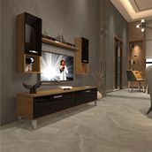 Decoraktiv EKO 5DA Mdf Std Pera Siyah Krom Ayaklı Tv Ünitesi