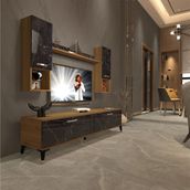 Decoraktiv EKO 5DA Mdf Std Pera Siyah Mermer Silver Tv Ünitesi