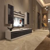 Decoraktiv EKO 5DB Mdf Std Beyaz Siyah Mermer Tv Ünitesi