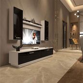 Decoraktiv EKO 5DB Slm Std Beyaz Siyah Tv Ünitesi