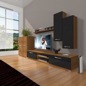 Decoraktiv Eko 6 SLM DVD Ceviz Siyah Tv Ünitesi