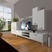 Decoraktiv Eko 6 SLM DVD Krom Ayaklı Parlak Beyaz Tv Ünitesi