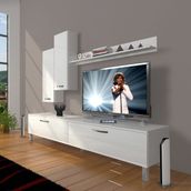 Decoraktiv Eko 7 SLM STD Krom Ayaklı Parlak Beyaz Tv Ünitesi