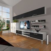 Decoraktiv Eko 8 SLM DVD Krom Ayaklı Beyaz Siyah Tv Ünitesi