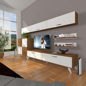 Decoraktiv Eko 8 SLM STD Retro Beyaz Ceviz Tv Ünitesi