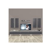 Decoraktiv Eko 8D MDF Retro Beyaz Siyah Tv Ünitesi