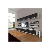 Decoraktiv Eko 8Y MDF Krom Ayaklı Beyaz Ceviz Tv Ünitesi