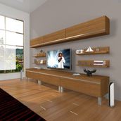 Decoraktiv Eko 8Y MDF Krom Ayaklı Naturel Ceviz Tv Ünitesi